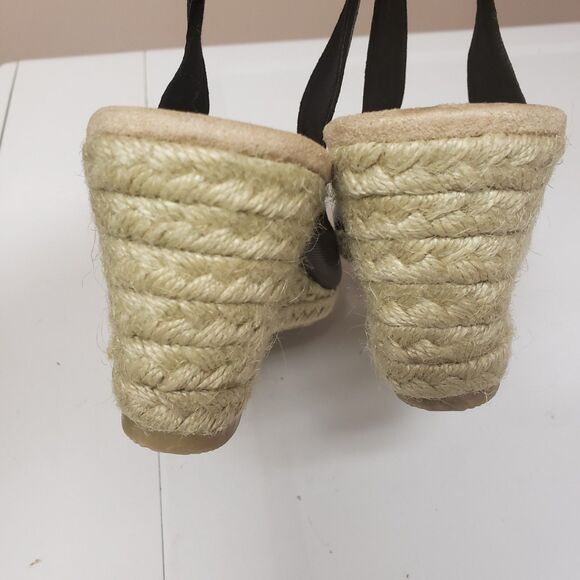 Lindsay Phillips Open Toe Espadrille Wedge Slingback Black Sandal Sz 9 NWBOX - Picture 6 of 13